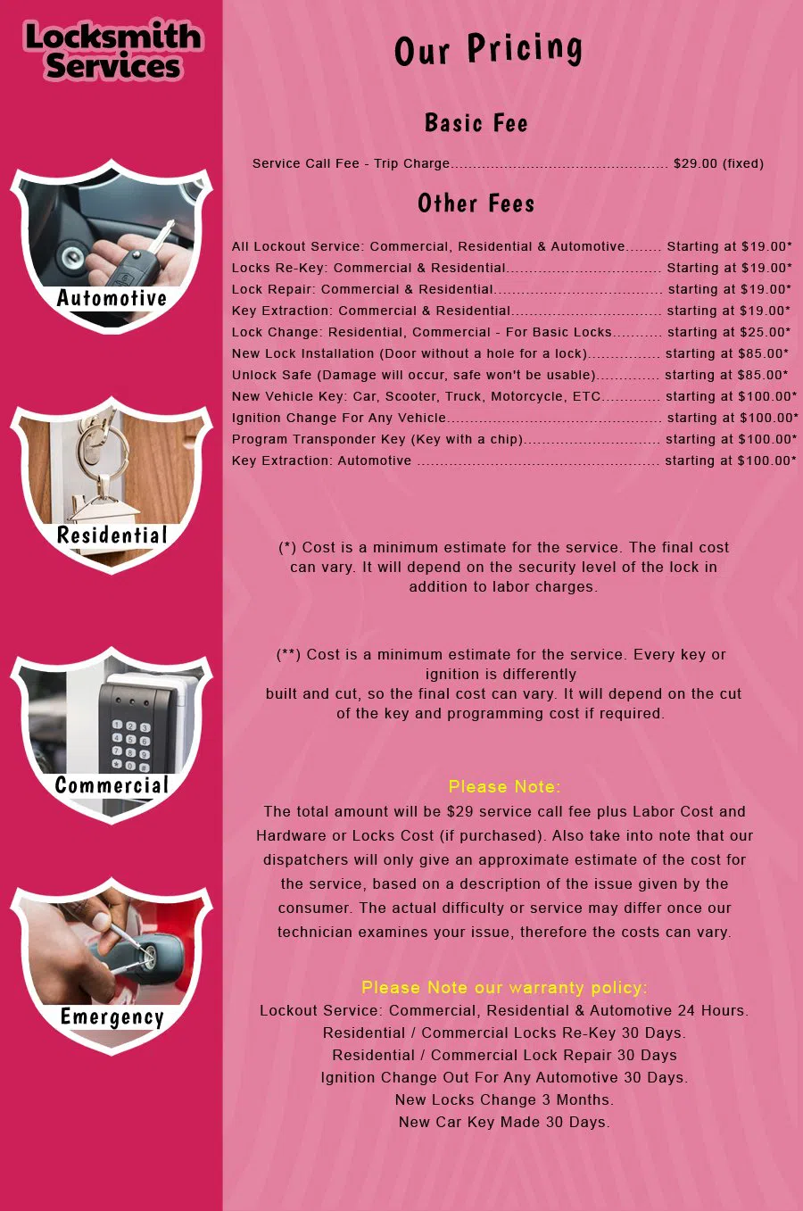 Maplewood NJ Locksmith Store Maplewood, NJ 973-846-3146 - price-list-c-18